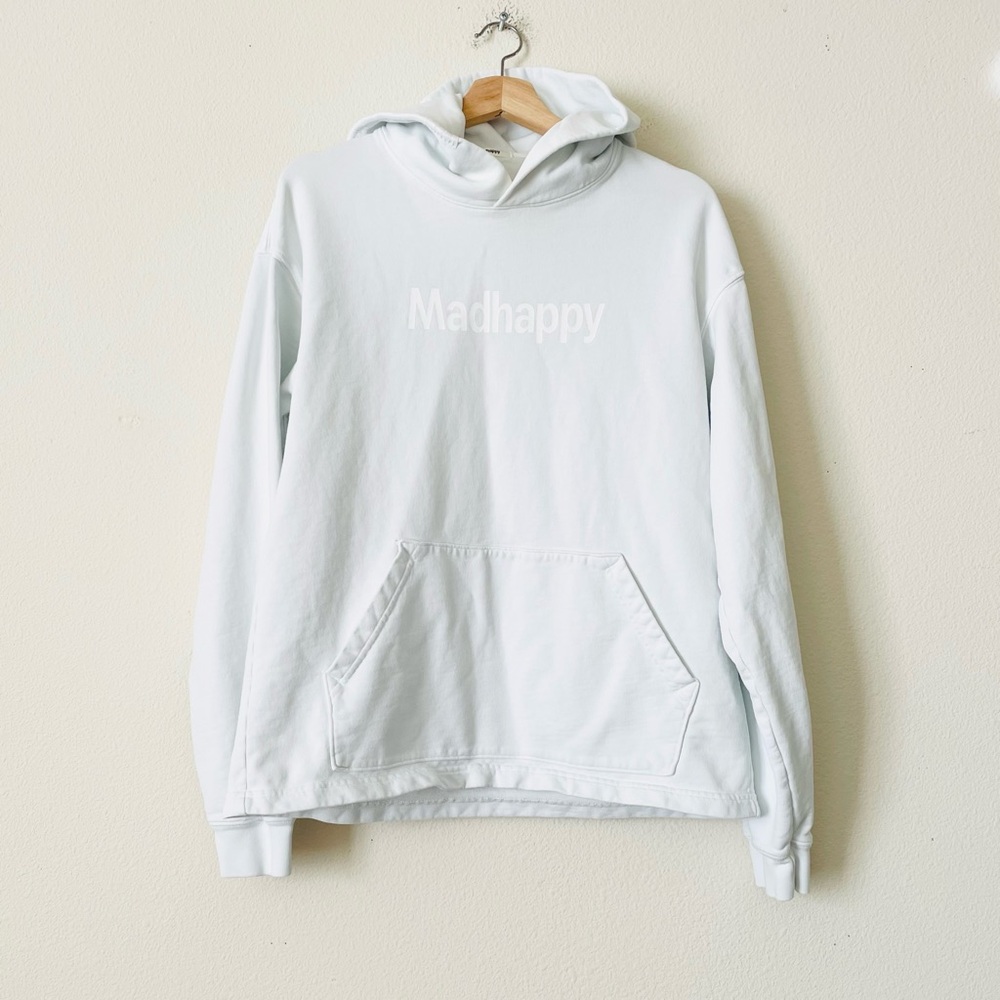 Madhappy MEDIUM Classic Fleece very light blue logo pocketed hoodie